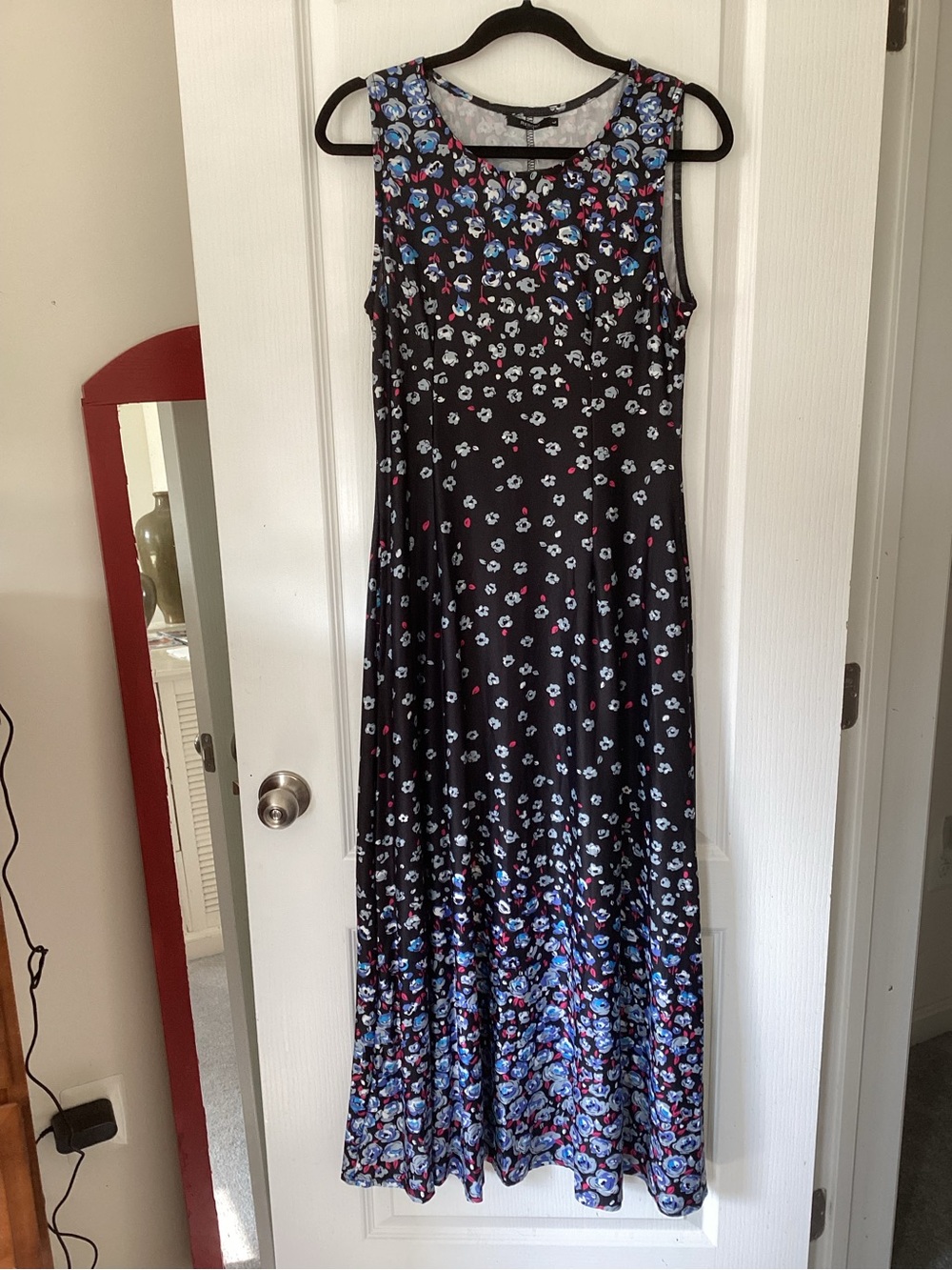 Reborn Navy Maxi Dress with Blue and Pink Floral Print